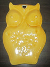 Ceramic Owl Spoon Wall Holder Daisy Eyes Vintage MCM Harvest Yellow Gold Kitchen — photo 3