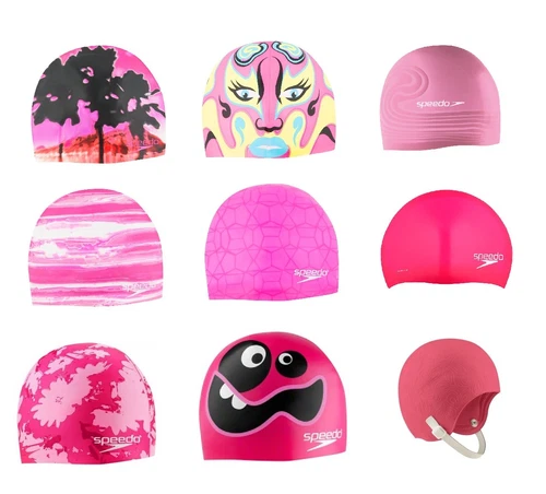 SPEEDO Pink Collection Girly Swim Lane Swimming Soft Pool Bathing Cap Swimcap