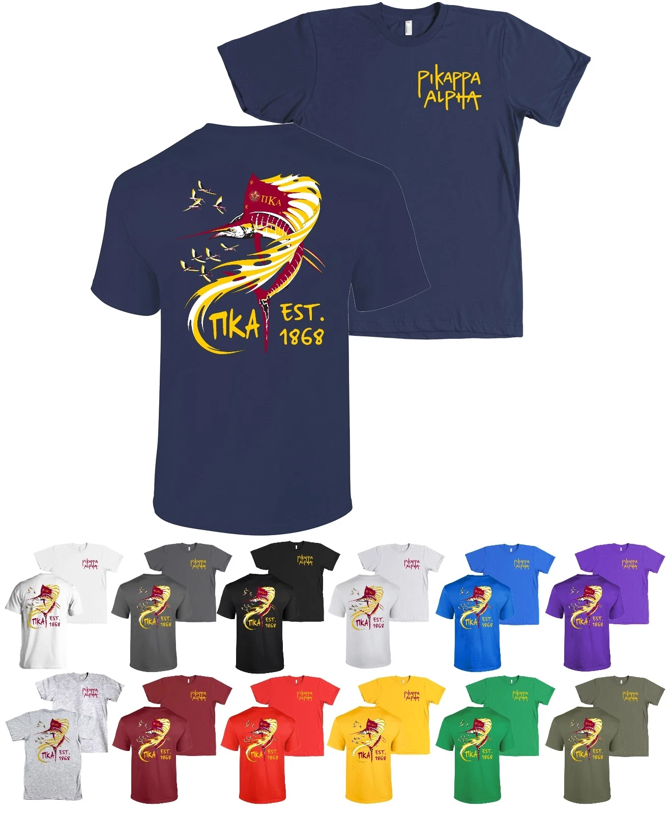 Pi Kappa Alpha Fraternity Bella + Canvas Nautical Fish Shirt PIKE - NEW