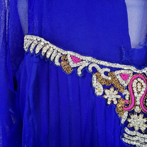 Indian Formal Dress Party Wear Suit Gown Pakistani Bollywood Womens Blue Sheer - Picture 14 of 24
