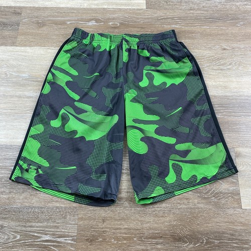 UNDER ARMOUR Stretch Waist Green Camouflage Activewear Shorts Boys Size Large - Picture 4 of 8