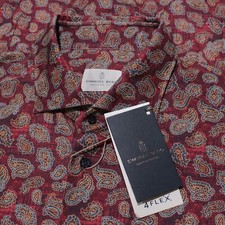 Emanuel Berg NWT Byron Casual Button Down Shirt Size 43 17 L/XL in Red Paisley