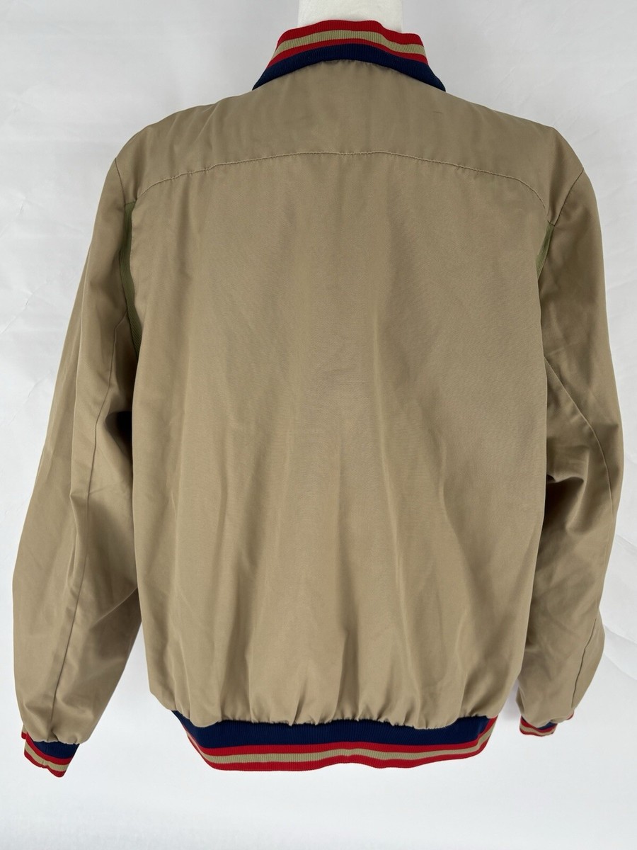 VTG Lacoste Izod Tan Long Sleeve Zip Front Bomber Jacket