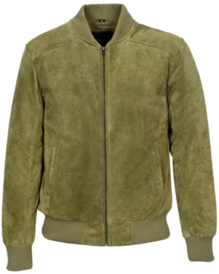 Neu Herren Echt Olivgrün Wildleder Bomber Jacke Weich Wildleder Jacke