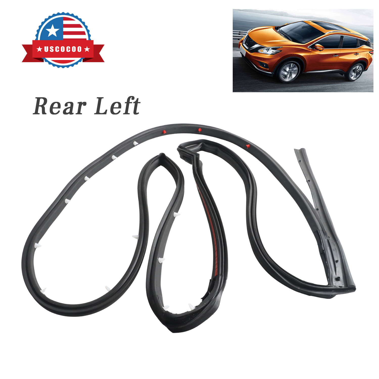 Door Rubber Seal Weatherstrip Rear Left for Nissan Sentra 13-19 82831-3SG0A