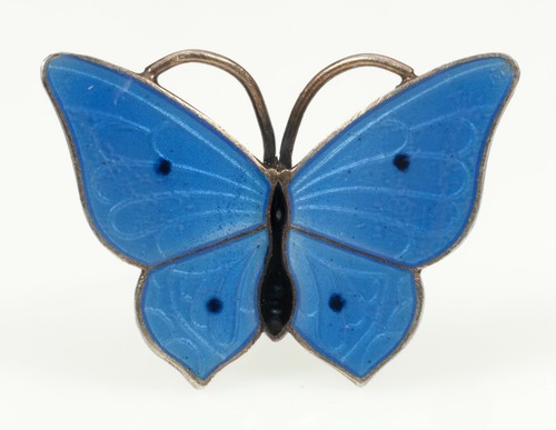 Broche Papillon Argent Sterling – émail Vert Et Bleu, .925, Artisanale SilverSpeck