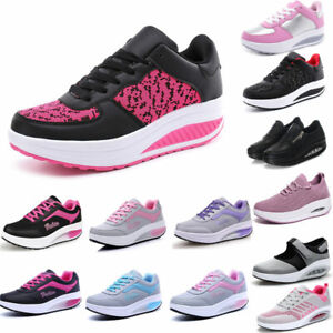 HOT Womens Fitness Walking Toning Platform Wedge Sneakers Creeper Athletic Shoes