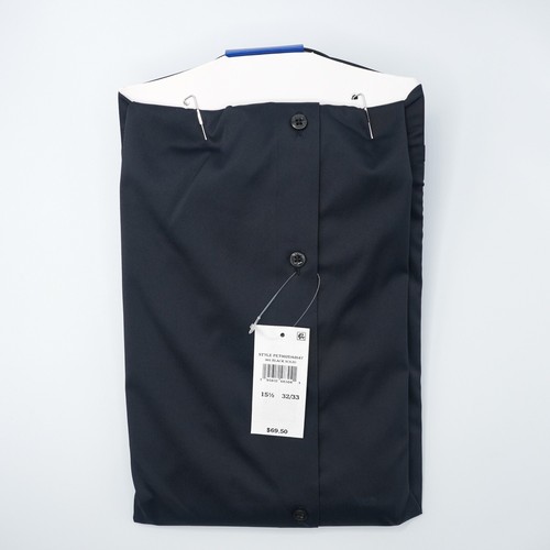 Perry Ellis Mens Dress Shirt 15.5 32/33 SLIM FIT Black Solid Non-Iron NWT $69.50 - Picture 2 of 10