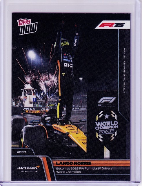 2025 Topps NOW Formula 1 #86 Lando Norris World Champion Card