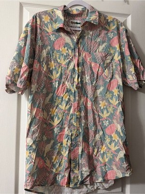 Tipsy Elves XXL Tropical Hawaiian Button Up Shirt Cockatoo Floral Beach Vacation