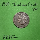 1909 Indian Head Cent / Penny 1c Vg Very Good