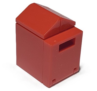 Lego Mail Box with Slots On Both Sides and Opens Up RED