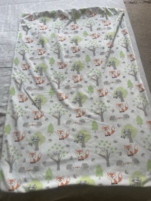 Blankets & Beyond Forest Animals Fox Hedgehog Owl White Sherpa Soft Baby Blanket