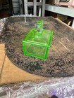 Old VTG Uranium Glass Elephant Powder Jar / Trinket Box – Satin Green UV Glow — photo 10