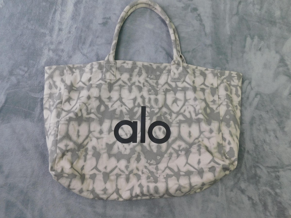 Alo Tote Bag Womens Large Gray Canvas Tie Dye Logo Shoulder Gym