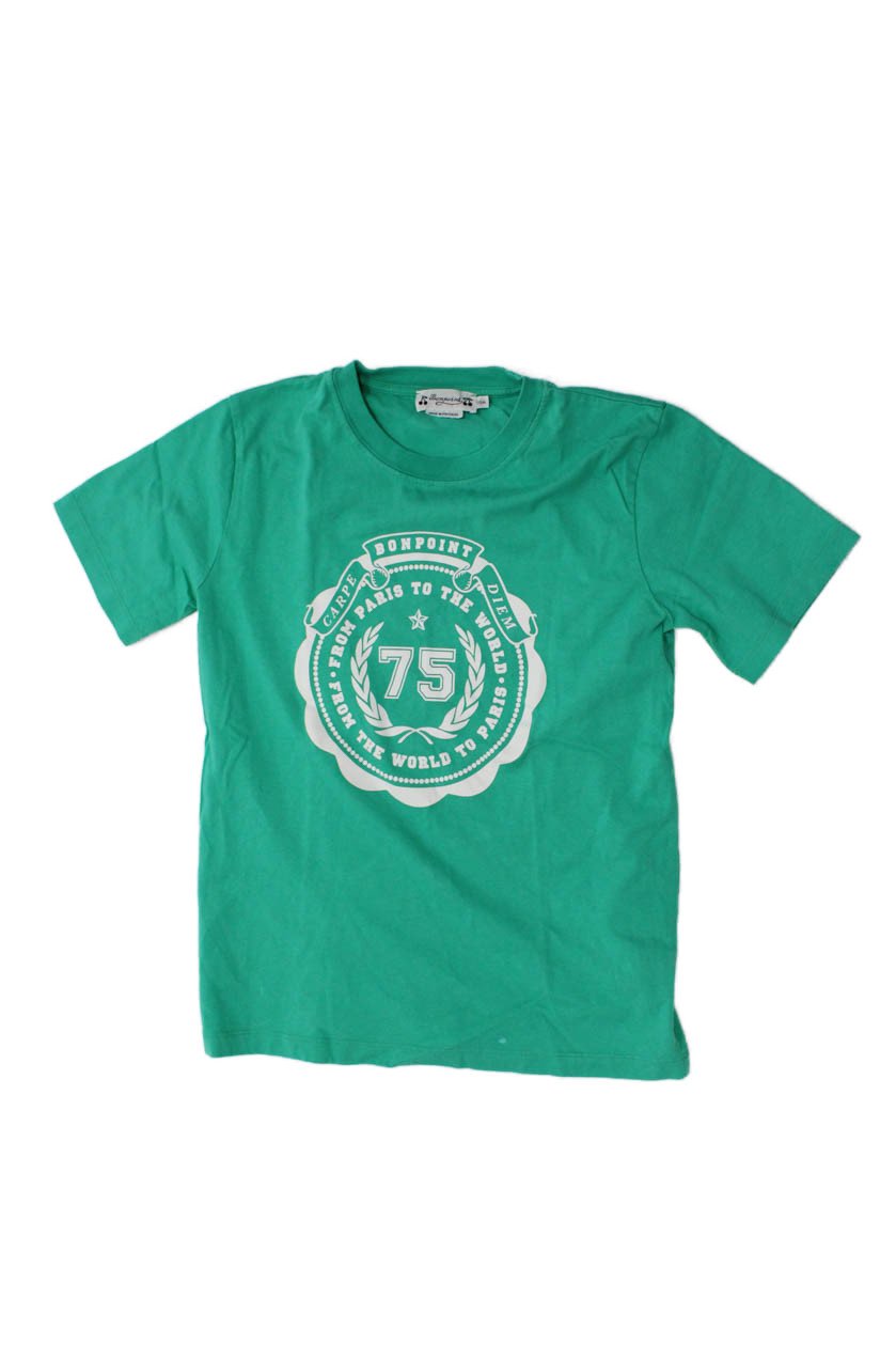 Bonpoint Childrens Girls Short Sleeves Tee Shirt Green Cotton Size 10Free Shipping in US $100+ Orders | $6.95 Orders Below