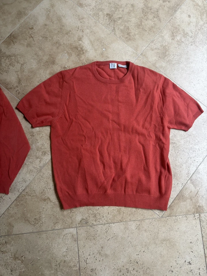 NUEVO SIN ETIQUETAS TSE 100% Cachemira Cárdigan Suéter Conjunto Doble De Colección Coral Talla Grande L Foto 2 de 4