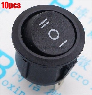 10Pcs 3 Pin Round Black Spdt Snap-In On-Off Rocker Switch Mini Ic New sn *cm