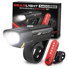  Rechargeable Bike Light, Bike Headlight and Tail Light Set, Front and Back