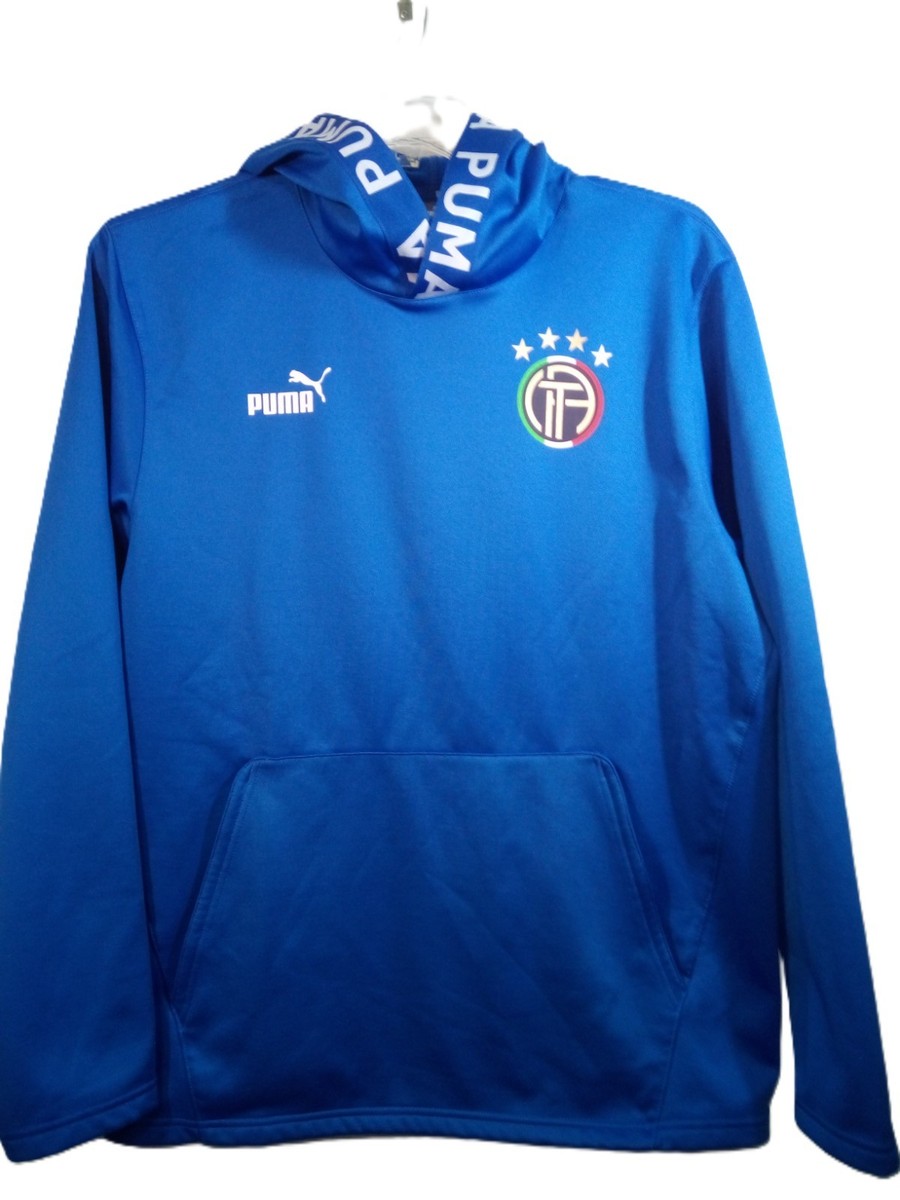 Puma Warm Cell Men's Blue Football Core Italy Fleece Hoodie Size L