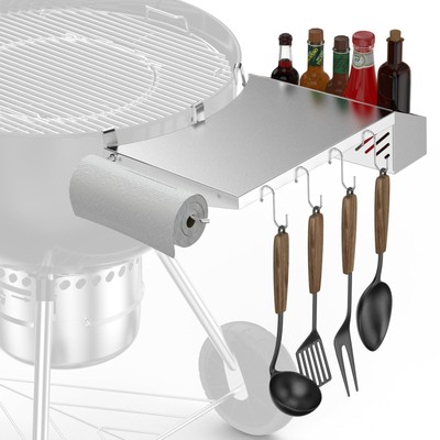 BBQ Beistelltisch Outdoor für Weber 57 cm Kugelgrill & Master-Touch Holzkohle...