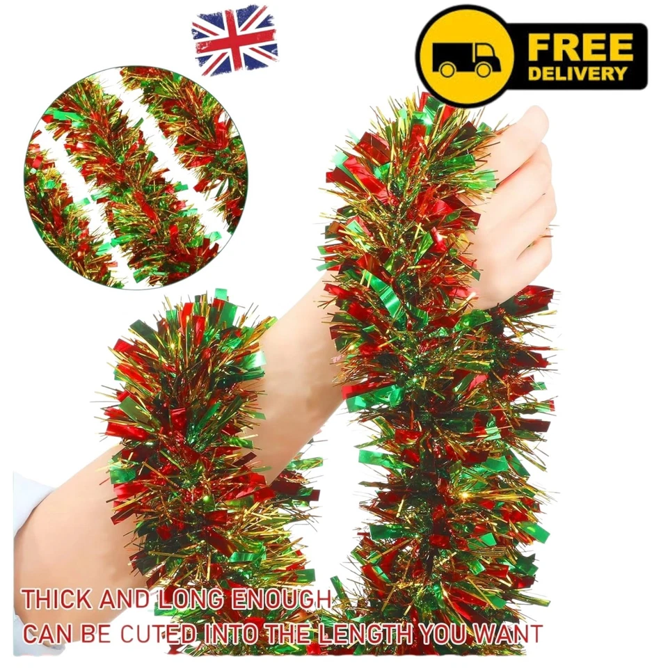 2M/50M Tinsel Chunky Christmas Tree Decoration Home Xmas Garland 20 Colours UK - Image 3 of 4
