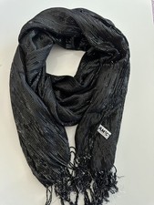 Silver Foil Glitter Line Print Fashion Scarf 24  X 62  