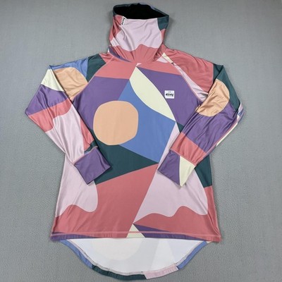 Eivy Icecold Gaiter Top Women Large Pink Geo Ski Snowboard Pullover Base Layer