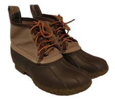 LL Bean Canvas Duck Boots Mens 7.5M Women's 9.5 Tan Camo Classic USA Limited Ed