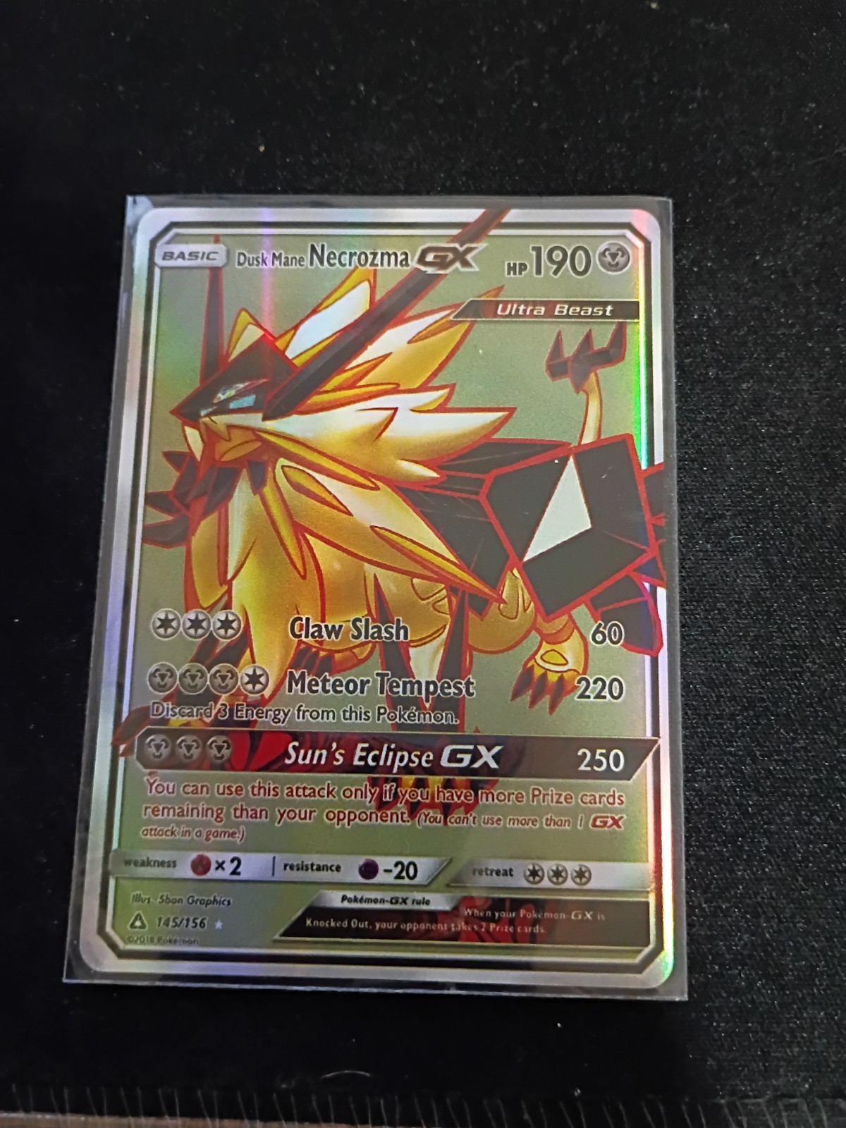 Pokémon Dusk Mane Necrozma GX Ultra Beast Full Art Holo SM Ultra Prism 145/156