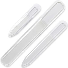 Czech Glass Nail File Set Handmade Tempered Double-Sided Washable Etched