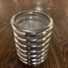 Set of 7 FRANK WHITING Sterling Silver & Crystal Glass COASTERS Beaded Rim #4 — photo 3