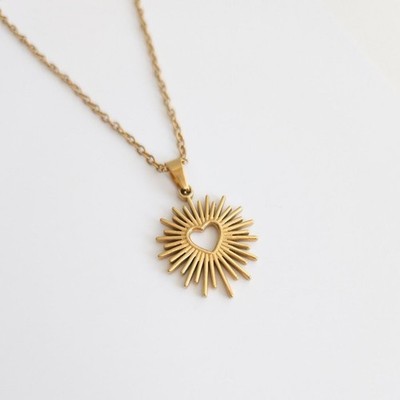 18k Gold Plated Sacred Heart Pendant Necklace Religious Jewellery