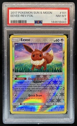 2017 Pokemon SM Eevee Reverse Holo #101/149 PSA 8