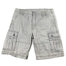 Y2K Levis Baggy Cargo Shorts White Tab Men's 38 x 11 Streetwear Skater Gray
