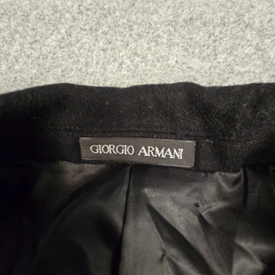 Giorgio Armani Pea Coat mens XLARGE Black Wool Long Sleeve Winter jacket Size XL - Image 3 of 4