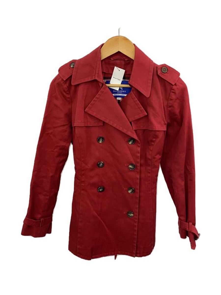 BURBERRY London Womens Red Wool Coat Size 38 with Nova Check Lining EG ZHA