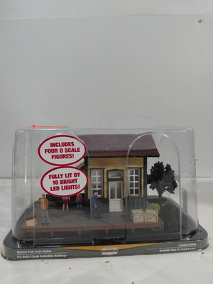 #ad NIB Menards 279 5551 O Gauge Model Railroad Melrose Park Lighted Train Station $80.00