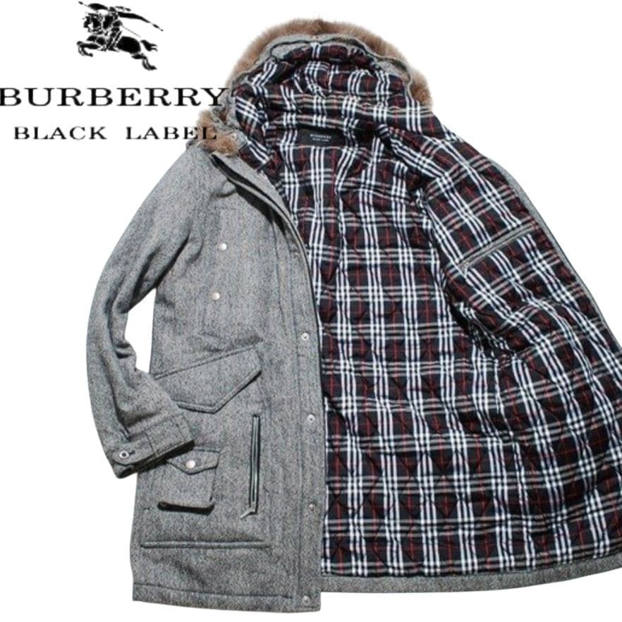 BURBERRY BLACK LABEL Down Jacket Gray Check Size M From Japan thumbnail 16