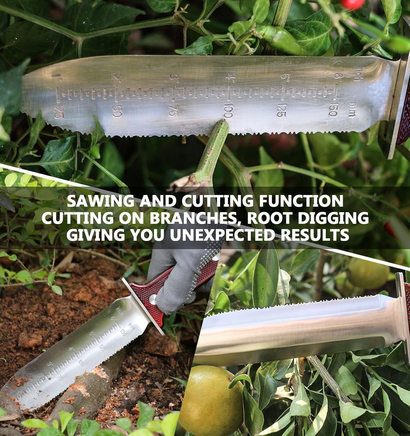 Gardening Hori Hori Garden Knife - Gardening Knife,Soil Kniver, Serrated Side We