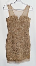 BCBGMAXAZRIA 4 Tan/Beige ABIGAIL Sleeveless Lace Cocktail Bodycon Tank Dress