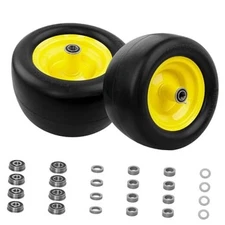  Lawn Mower Tire & Wheel Set of 2, Zero-Turn Mower 11x6.00-5 Flat-Free Yellow