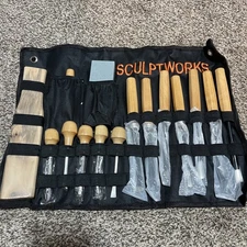 16 Piece Wood Carving Chisel Woodworking Set w/ Canvas Roll-Up Bag USED ONCE VGC