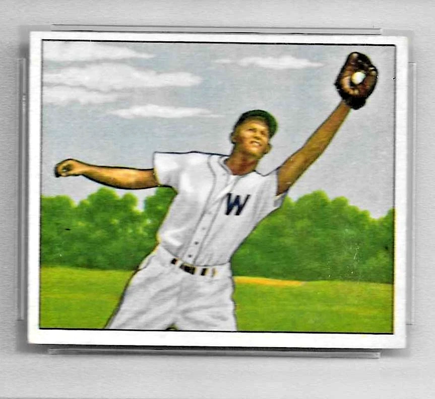 1950 BOWMAN BASEBALL CARD #143 EDDIE STEWART PSA 8 NQ MLB WASHINGTON SENATORS - Image 3 of 4