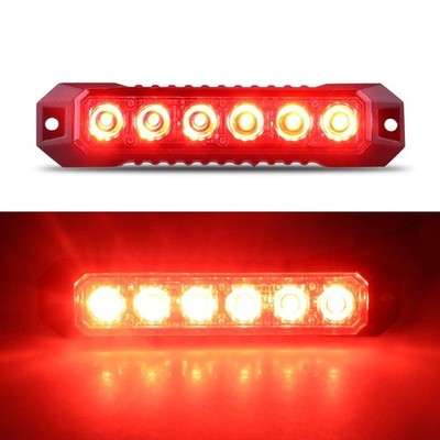 Raryloy 6 LED Grille Emergency Flashing Strobe Lights Warning 6LED-1PCS, Red 