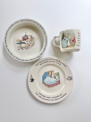 Vintage Wedgwood Peter Rabbit Nursery 3-Piece Porcelain Set with Original Box