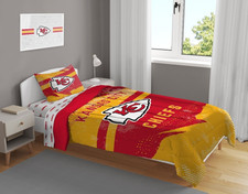Kansas City Chiefs NFL Slanted Stripe 4-Piece Twin Bed Set - F49451907