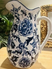 Vintage Classic Blue & White Floral Pattern Jug Hand Painted