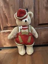 Vintage Mohair Teddy Jointed Glass Eyes 16 Wool Felt Outfit The Country Bear