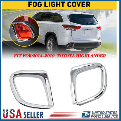 2PCS Rear Bumper Fog Light Lamp Cover Trim Decor for Toyota Highlander 2014-2017